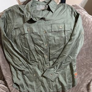 Peace Love World Sage Green Button Down Shirt